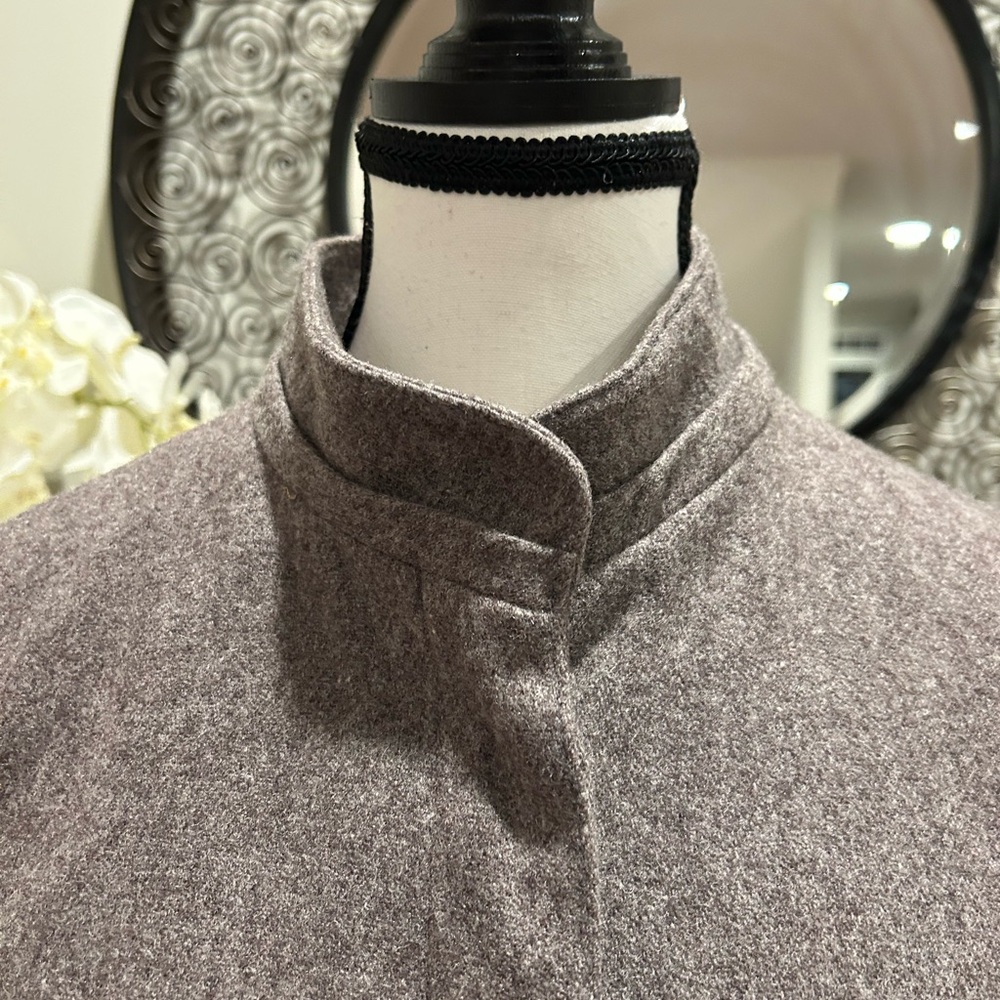 Vintage 80's-90's Ashley Scott Tailored Gray Wool-Blend Stand Collar Blazer - Picture 4 of 11